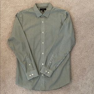 Green Plaid Long Sleeve Button Up